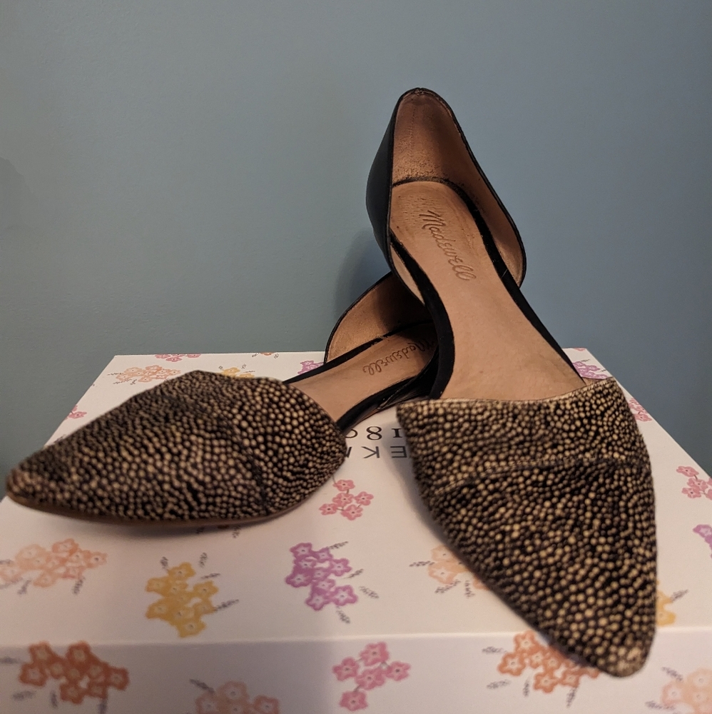 Madewell D'orsay flat in dotted calf hair, size 7
